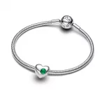 Pandora  - Zöld köves gravírozható szív charm - 794161C05