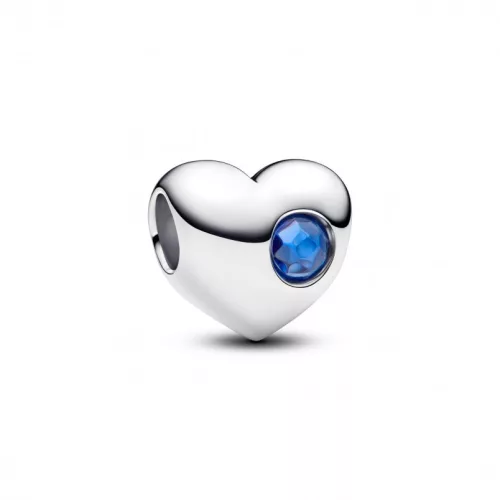 Pandora  - Kék köves gravírozható szív charm - 794161C09
