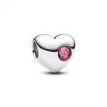Pandora  - Rózsaszín köves gravírozható szív charm - 794161C10
