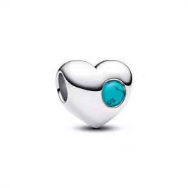 Pandora  - Türkizkék köves gravírozható szív charm - 794161C12