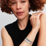 Pandora  - Gravírozható szív lila köves dupla függő charm