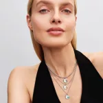 Pandora  - Gravírozható szív türkizkék köves charm