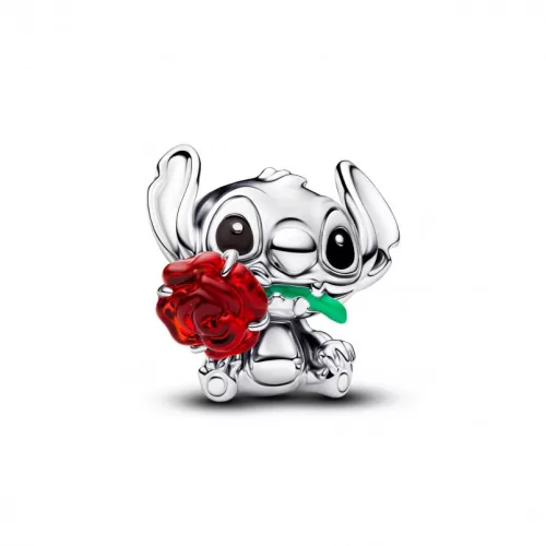 Pandora  - Disney Stictch és rózsa muranói üveg charm