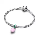 Pandora  - Rózsaszín muranói üveg alma charm