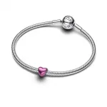 Pandora  - Rózsaszín szív mini charm