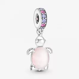 Pandora  - Muranói üveg rózsaszín tengeri teknős függő charm - 798939C02