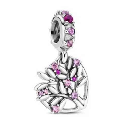 Pandora  - Rózsaszín szív családfa függő charm - 799153C01
