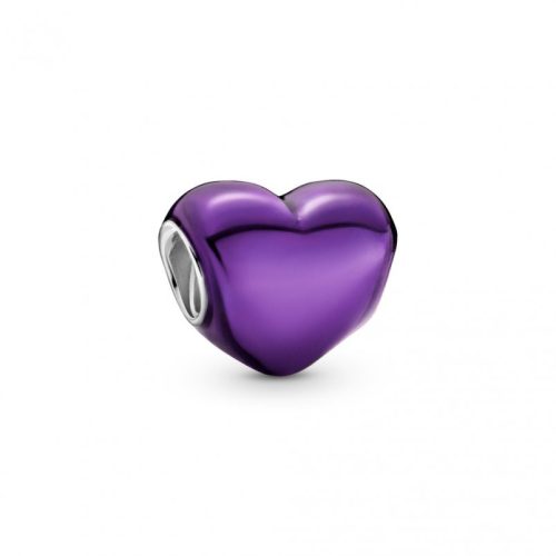 Pandora  - Metál hatású lila szív charm