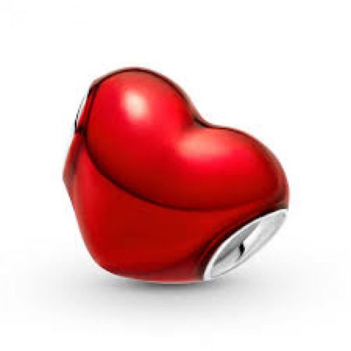 Pandora  - Metál hatású piros szív charm