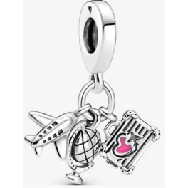 Pandora  - Repülő, földgömb és bőrönd függő charm - 799435C01