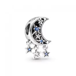 Pandora  - Csillag és félhold ezüst charm kék kövekkel - 799643C01