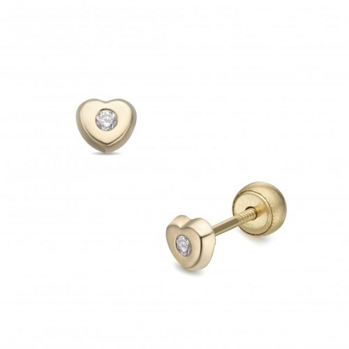 Lisa JTAG-0691-18 - Lisa középen köves szívecske gyerek fülbevaló gömbzárral